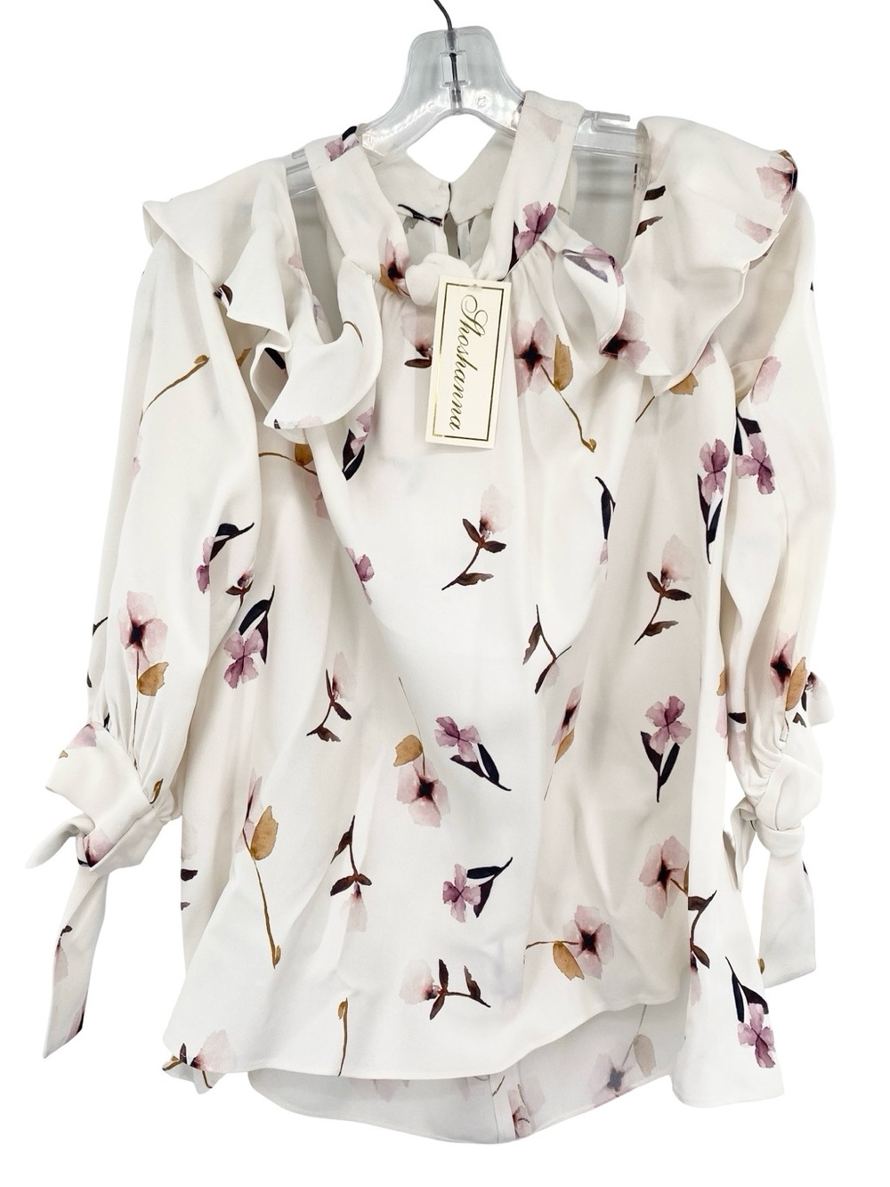 Anthropologie Shoshanna Floral Cold Shoulder Ruffle Blouse Top Size Large New